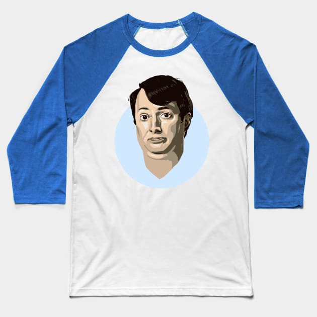 Mark Corrigan Baseball T-Shirt by BobbyShaftoe